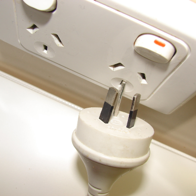 Close-up of a modern electrical socket outlet in a wall
